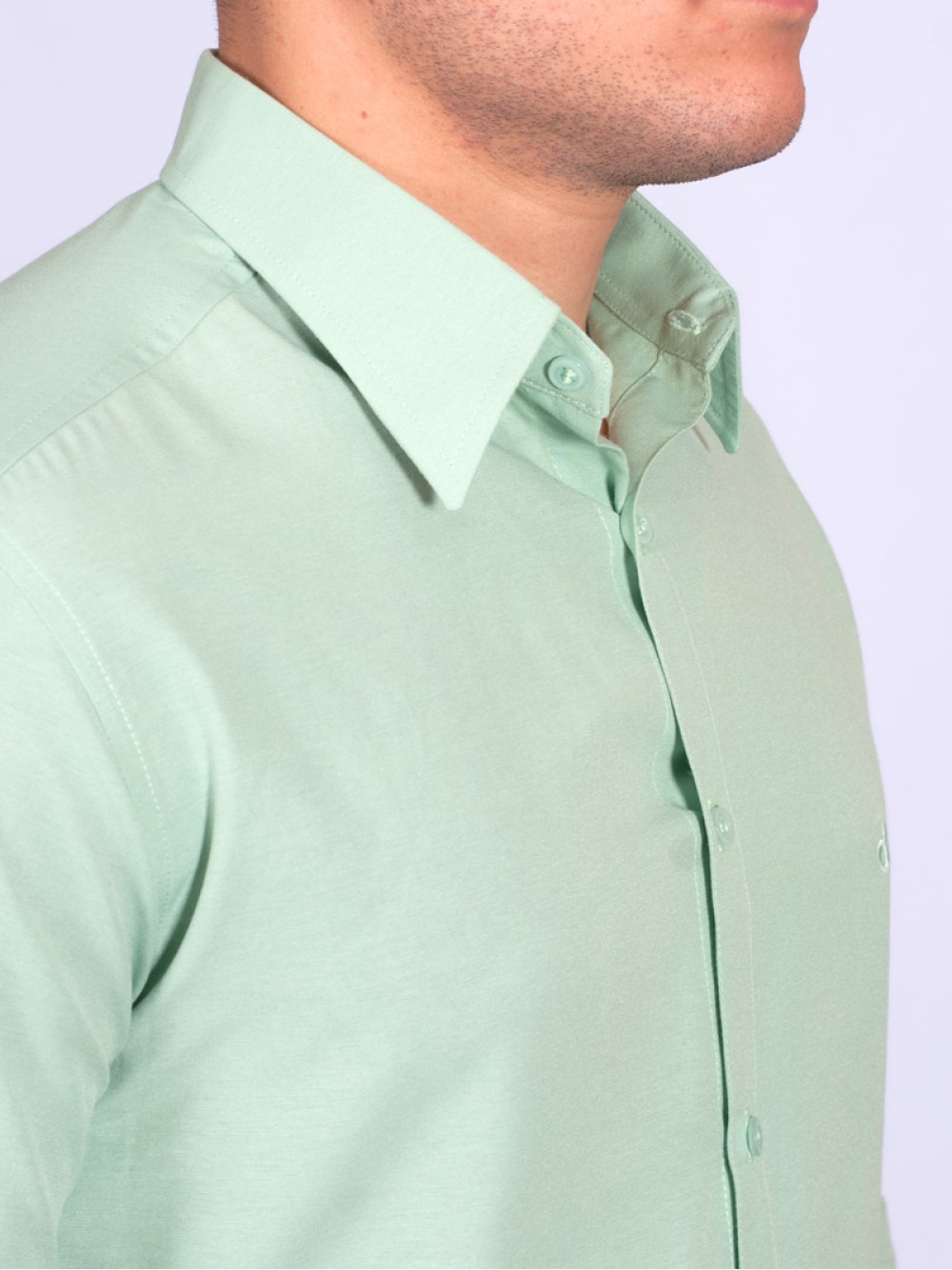 Camisa Social Verde Claro Masculina De Tricoline Manga Longa