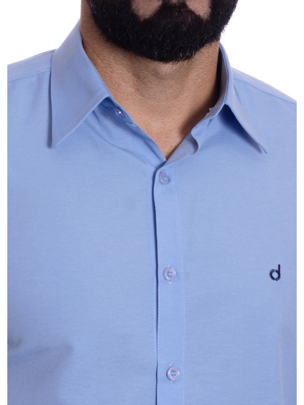 Camisa Social Azul Claro Masculina De Tricoline Manga Longa