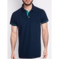 Camisa polo marinho detalhe turquesa