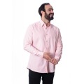 Camisa manga longa de linho misto rosa