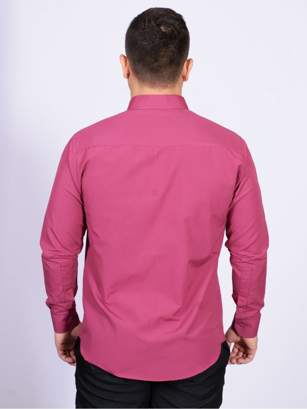 Camisa Social Masculina De Tricoline Com Detalhe Manga Longa Pink
