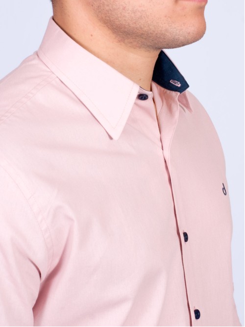 Camisa masculina salmão com detalhes de manga longa Camisa masculina salmão com detalhes de manga longa