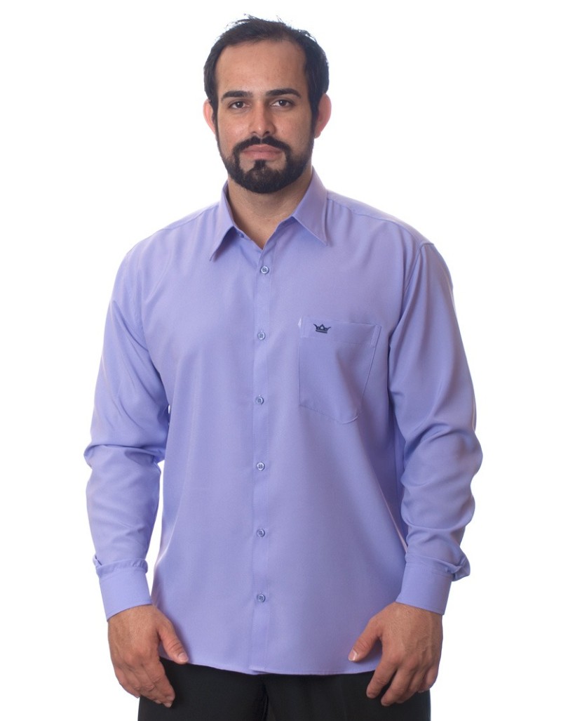 Camisa social masculina de microfibra manga longa lilás