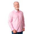 Camisa social masculina de microfibra manga longa, rosa claro