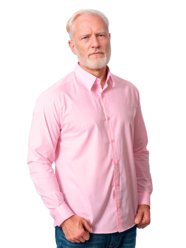 Camisa social masculina de microfibra manga longa, rosa claro