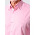 Camisa social masculina de microfibra manga longa, rosa claro