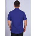 Camisa social masculina de algodão manga curta, azul royal