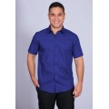 Camisa social masculina de algodão manga curta, azul royal