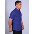 Camisa social masculina de algodão manga curta, azul royal