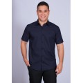 Camisa social masculina de  algodão manga curta, marinho