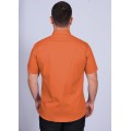 Camisa social laranja masculina de algodão manga curta