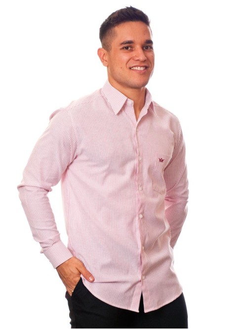 Camisa masculina listrada vinho manga longa Camisa masculina listrada vinho manga longa