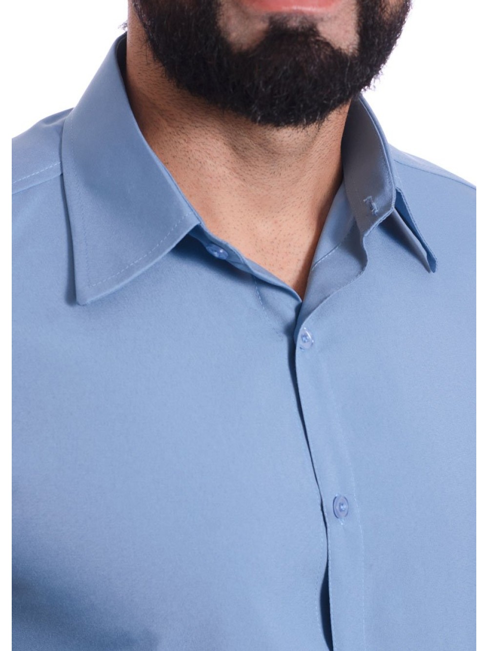 Camisa Social Azul Claro Masculina De Tricoline Manga Curta